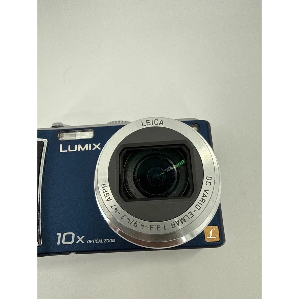 Panasonic Digital Camera Blue Lumix DMC-TZ5 10x Zoom Leica Lens Bundle Batteries
